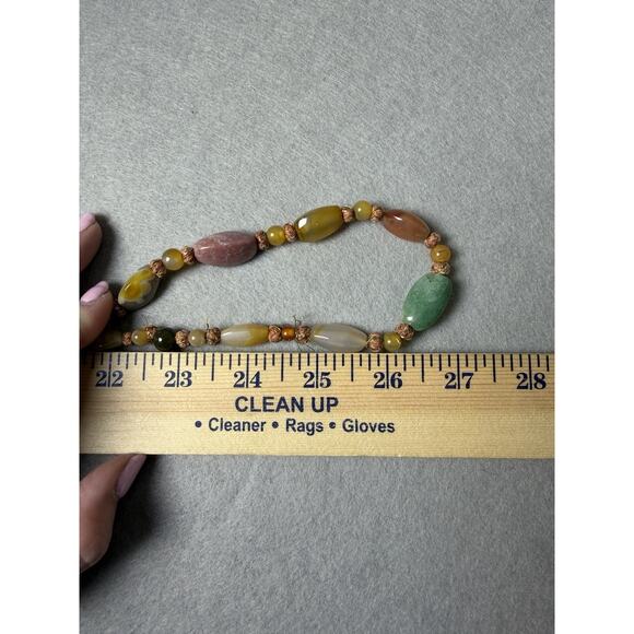 Multicolor Polished Stone Beaded Long Necklace - Picture 6 of 6